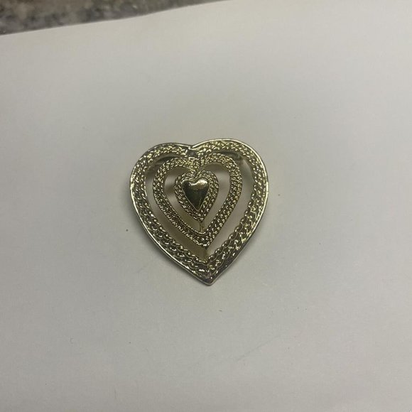 Vintage - Signed Gerry’s - Brooch Pin Gold Tone - Heart - Picture 2 of 10
